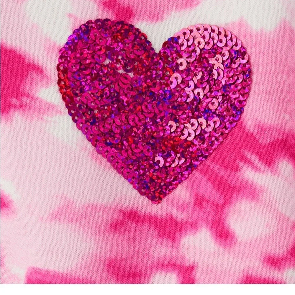 ❤️Girls Tie Dye Sequin Heart Fleece Sweatshirt - Simplywht NWT ‼️FINAL SALE